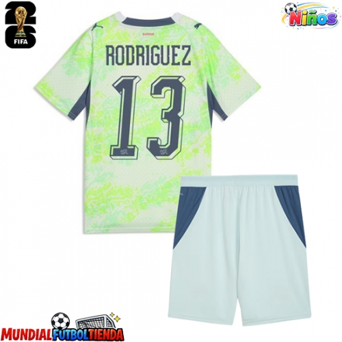 Camiseta Suiza Ricardo Rodriguez #13 Segunda Equipación Replica Mundial 2026 para niños mangas cortas (+ Pantalones cortos)